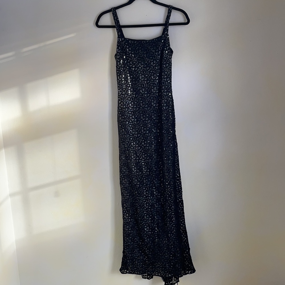 Gunne Sax Jessica McClintock Vintage Tight Black Lace Shimmer dress